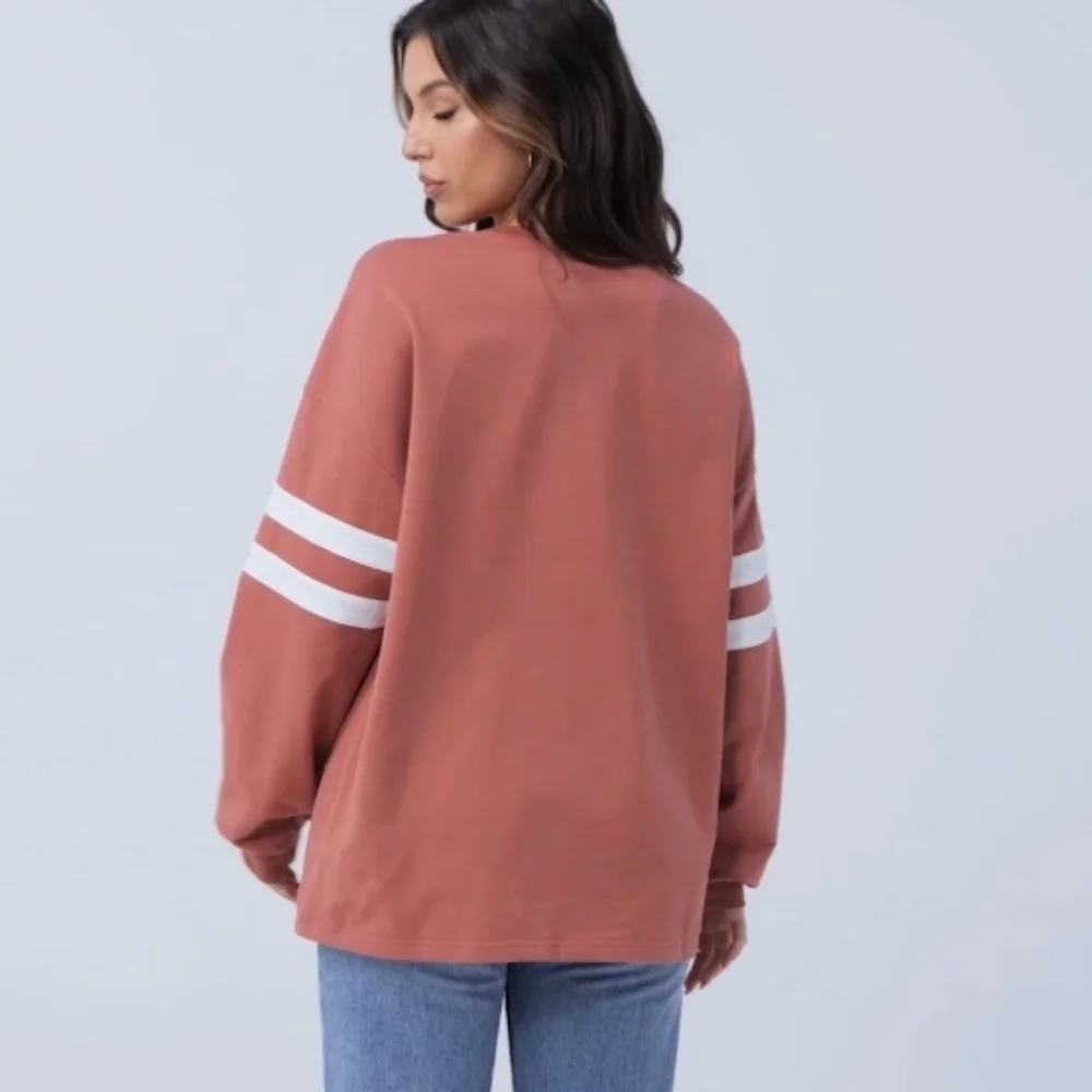 Striped Rust Sweatshirt - Picture 2 of 9